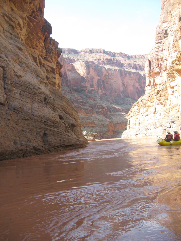 Morning rescue of the 16 rafters stranded in Havasu Canyon (see NPS helicopter at left side, at the mouth of Havasu)