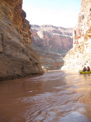 Morning rescue of the 16 rafters stranded in Havasu Canyon (see NPS helicopter at left side, at the mouth of Havasu)