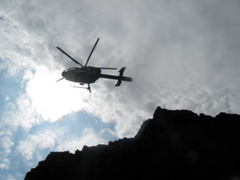 NPS helicopter flying away
