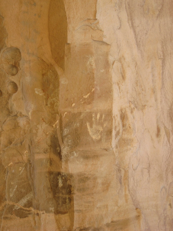 Handprint high in the ceilling of the alcove